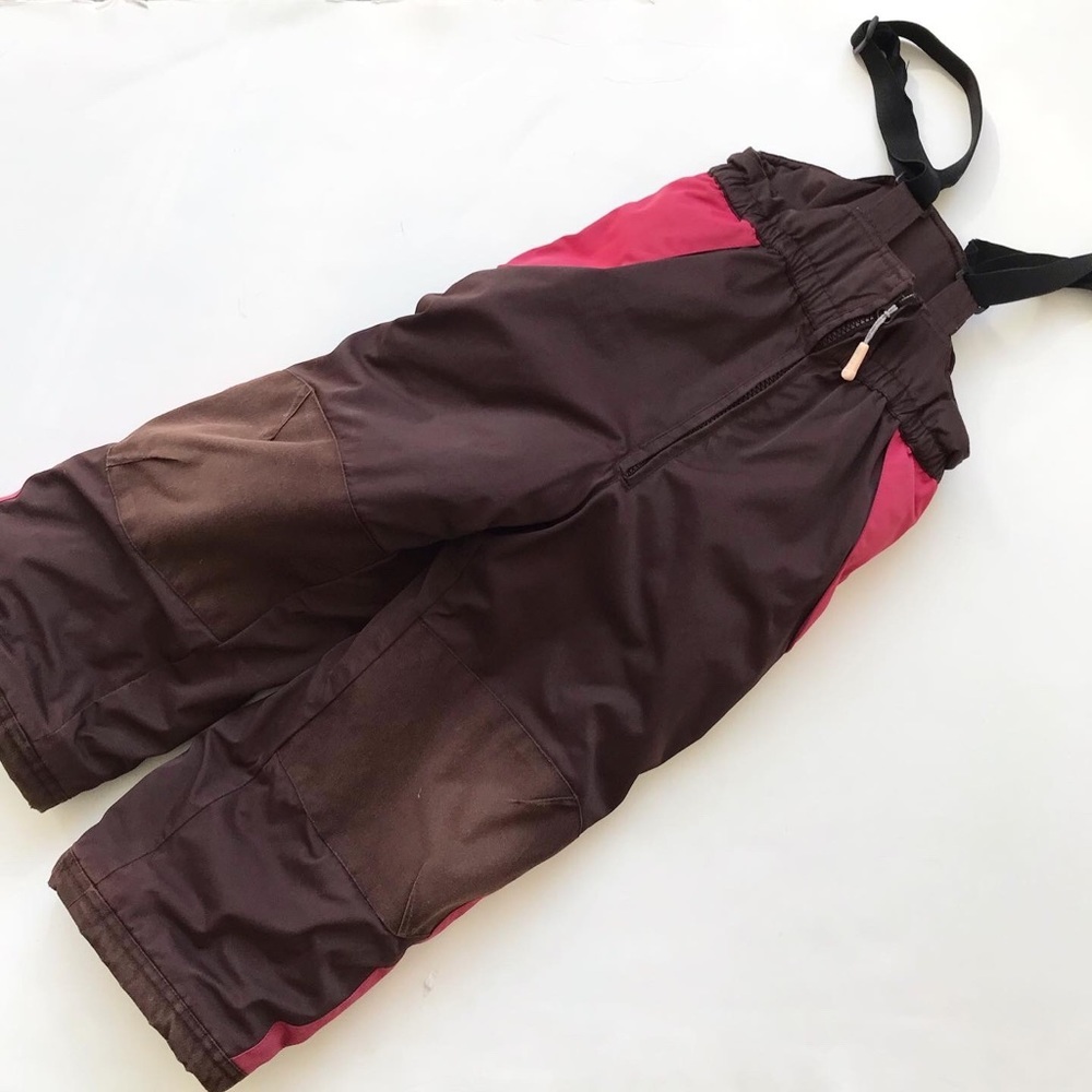 Deux par deux brown/pink snow bib GUC  5T